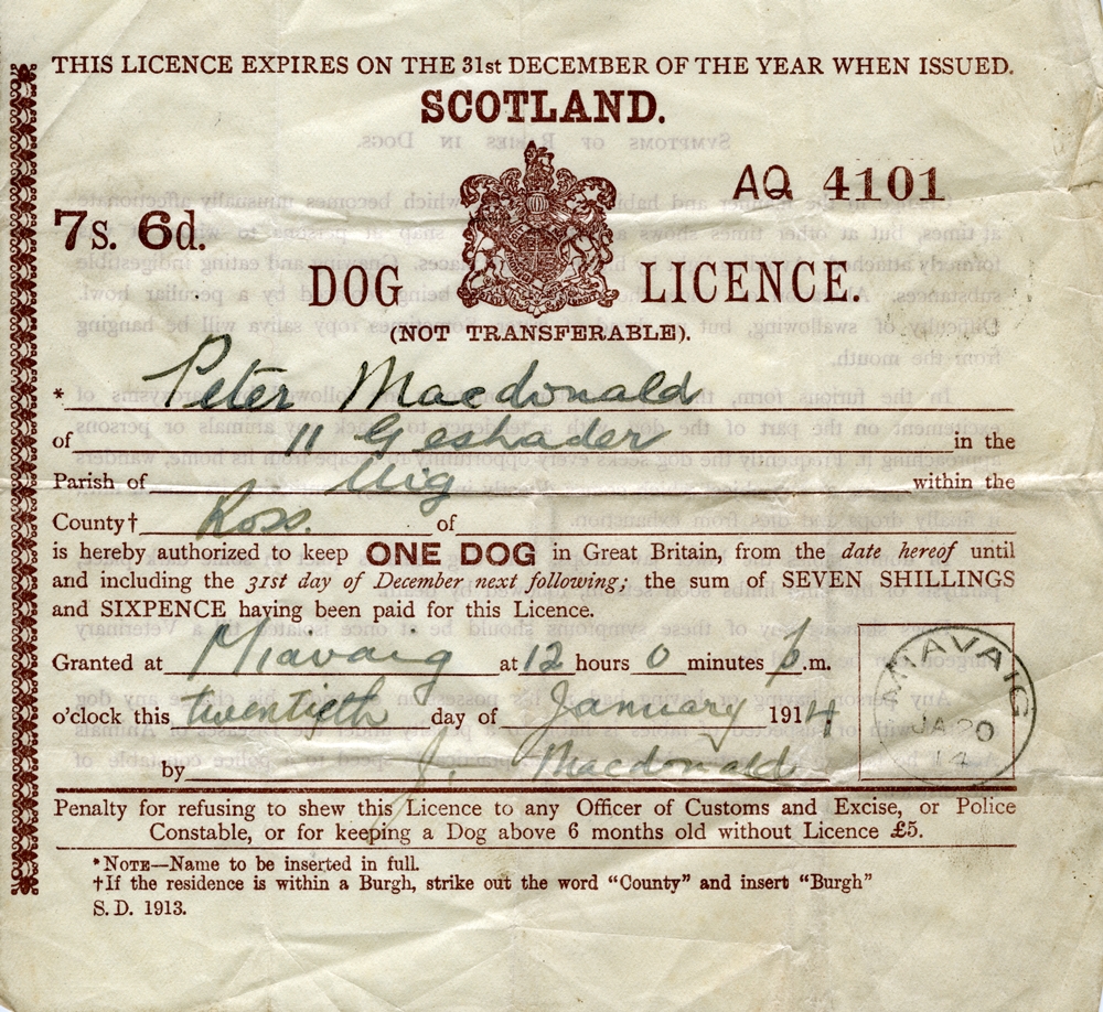 Dog Licence 1914